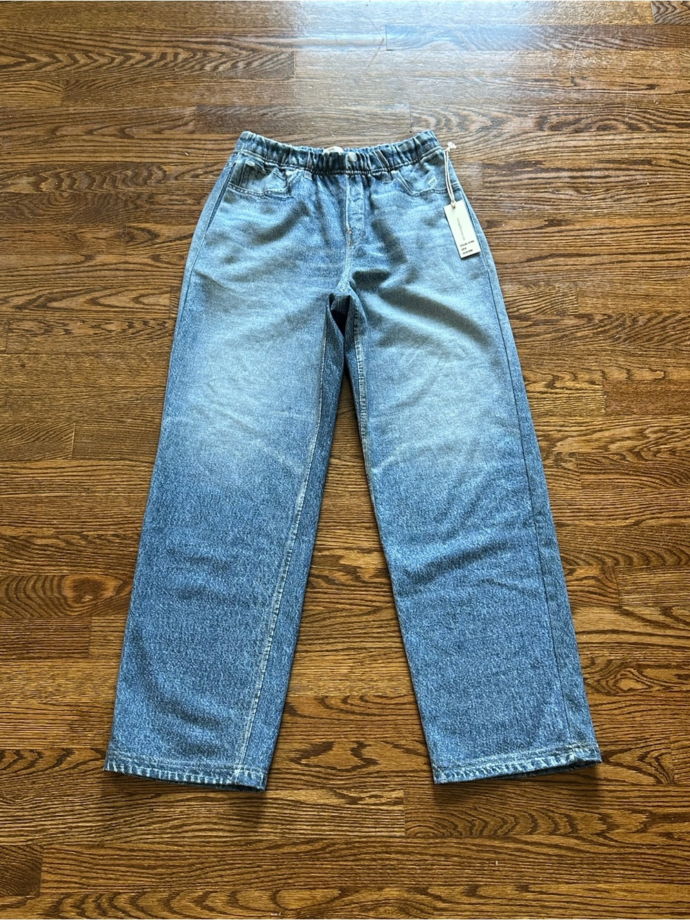 Vintage Havana Women’s Light Wash Blue Faux Denim Jeans High Rise Elastic Medium